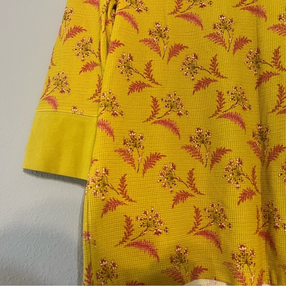 Sundance Sausalito 3/4 Sleeve Thermal Waffle Gold Yellow Pink Floral Size PL - Picture 7 of 10